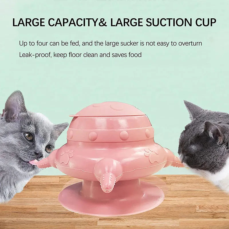 Pink silicone pet nursing feeder with milk bowl and pacifiers for puppy and kitten milk feeding