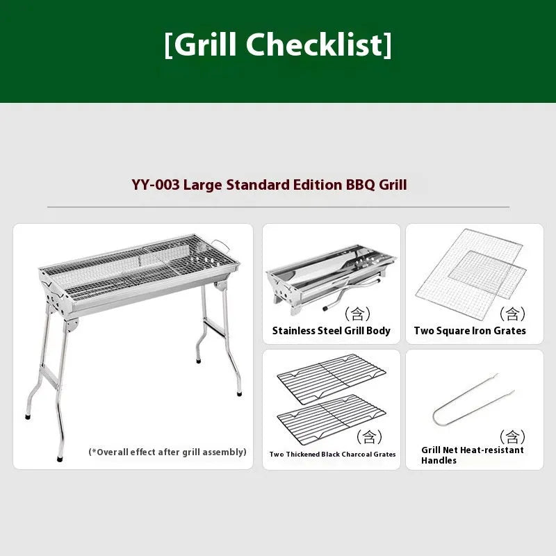 Stainless steel portable barbecue oven with turnover design and multiple cooking grids