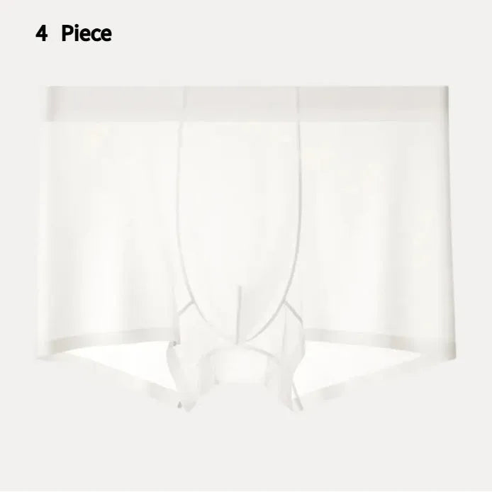 Ultra-thin Ice Silk seamless breathable boxer briefs for men, summer quick-dry nylon, solid colour option.