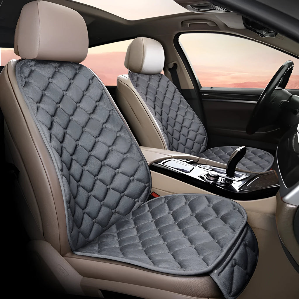 Ringer plush cotton car seat cushion in burgundy colour for winter automotive comfort