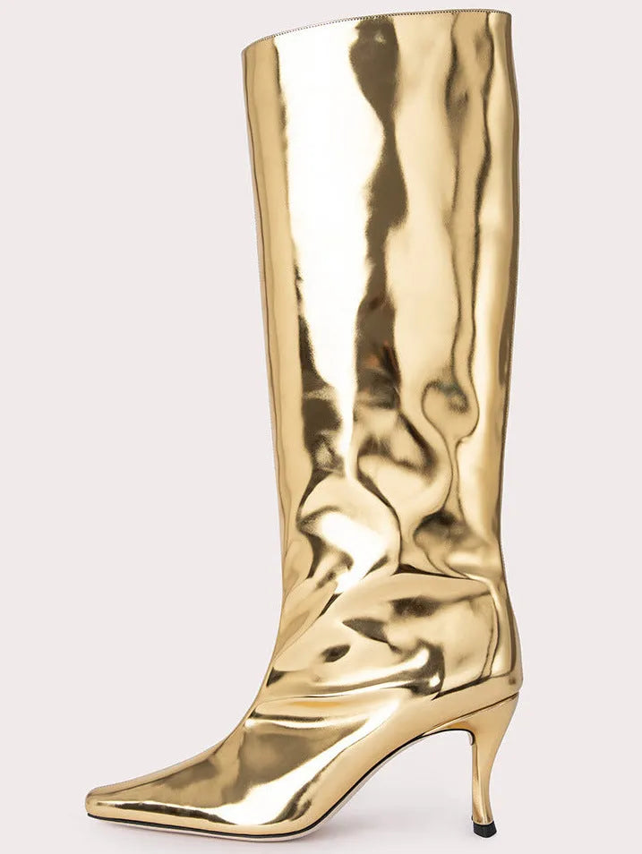 Women's square toe cowboy boot in microfiber, shown in a choice of colours including black and brown stone pattern.