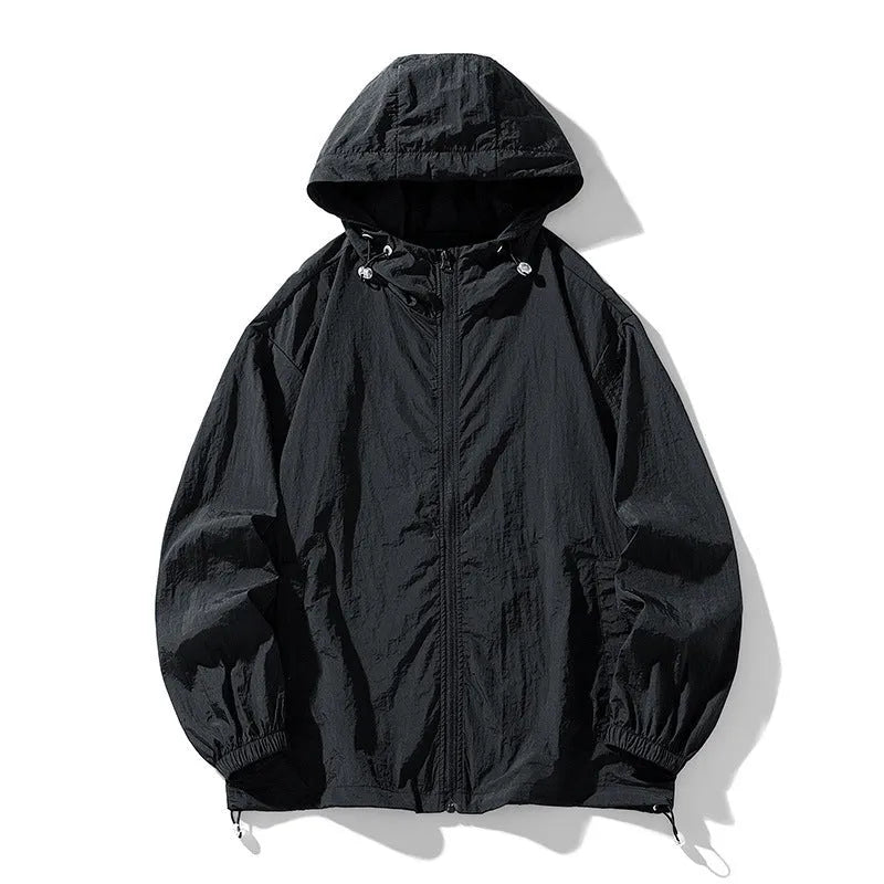 Outdoor sun-protective couple sports coat jacket in loose fit, thin nylon blend, available in 8 colours