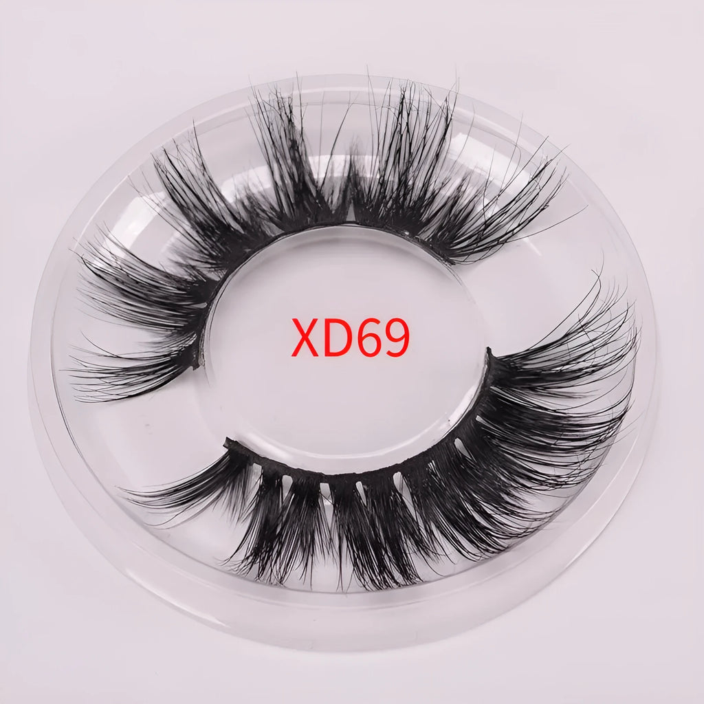 Handmade 5D mink false eyelashes set with storage cap and double-headed application brush