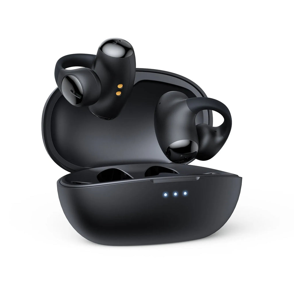 T306 Bluetooth gaming wireless clip-on sports headset in black with ear hook design