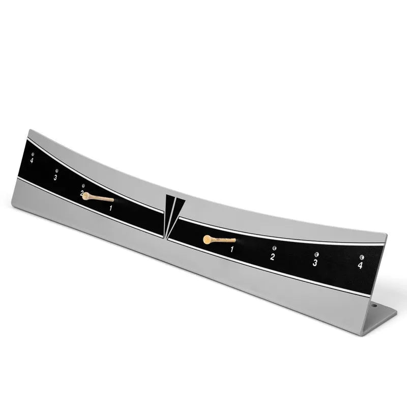 Golf putter trajectory balance simulator with adjustable push rod balancer on flat surface