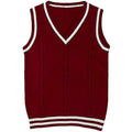 Women's slim fit waistcoat V-neck acrylic sweater with striped stitching in multiple colours