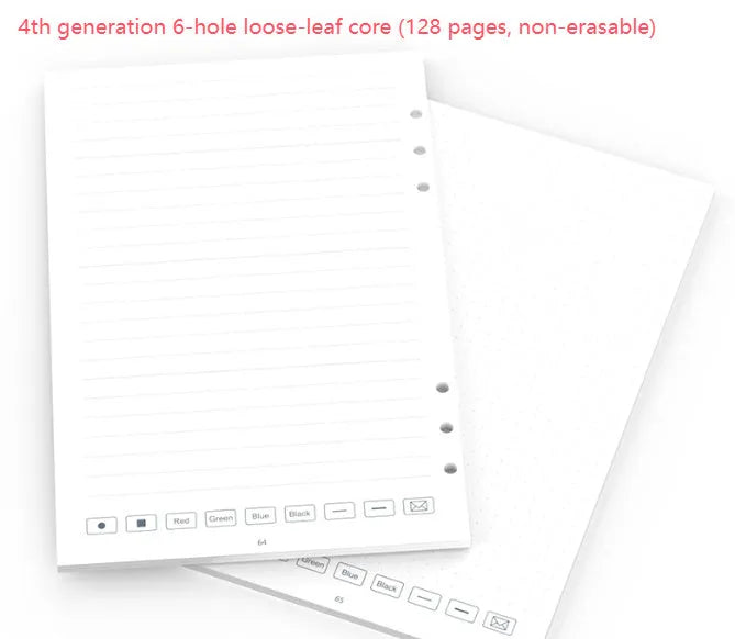Loose leaf spiral notebook core with Zodiac Forest Paper and nine pen refills including ballpoint, pencil, and plastic types.