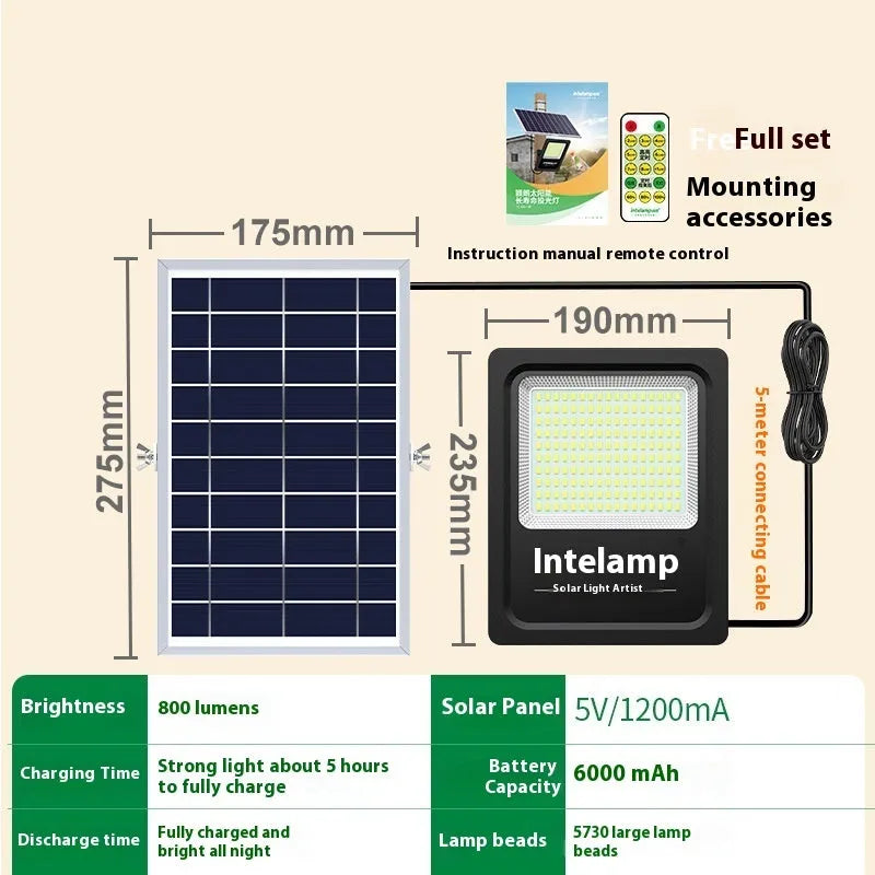 Outdoor solar-powered LED light with waterproof IP65 rating for courtyard and garden installation