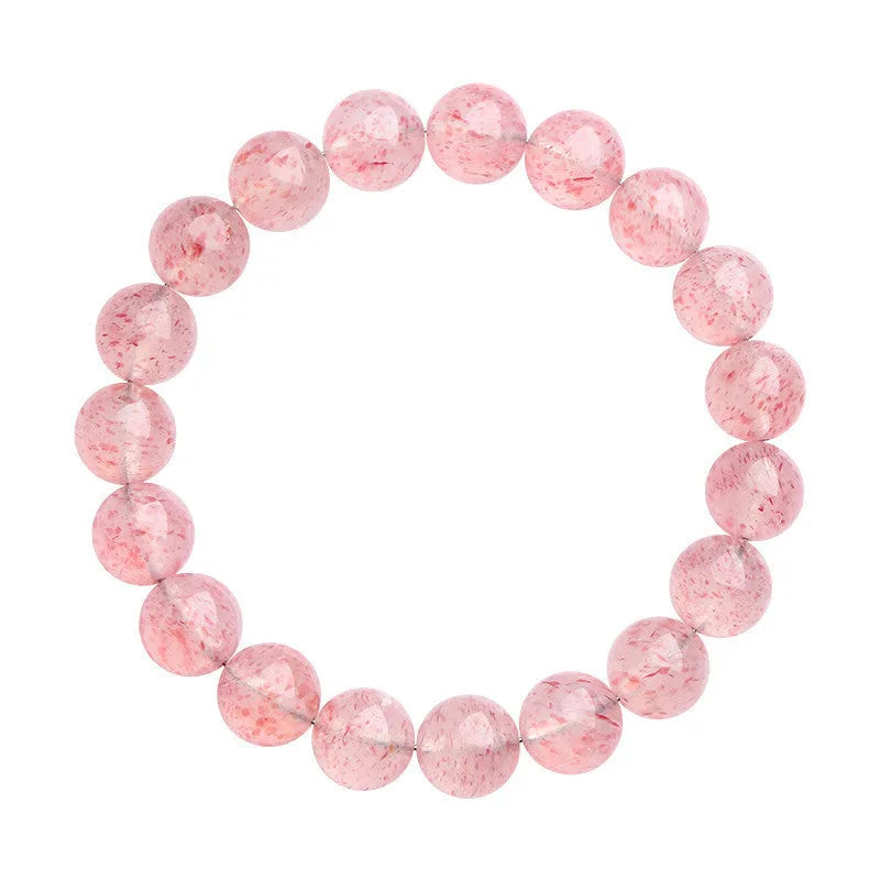 Strawberry quartz crystal bracelet with white water body geometric beads measuring 10-10.8mm