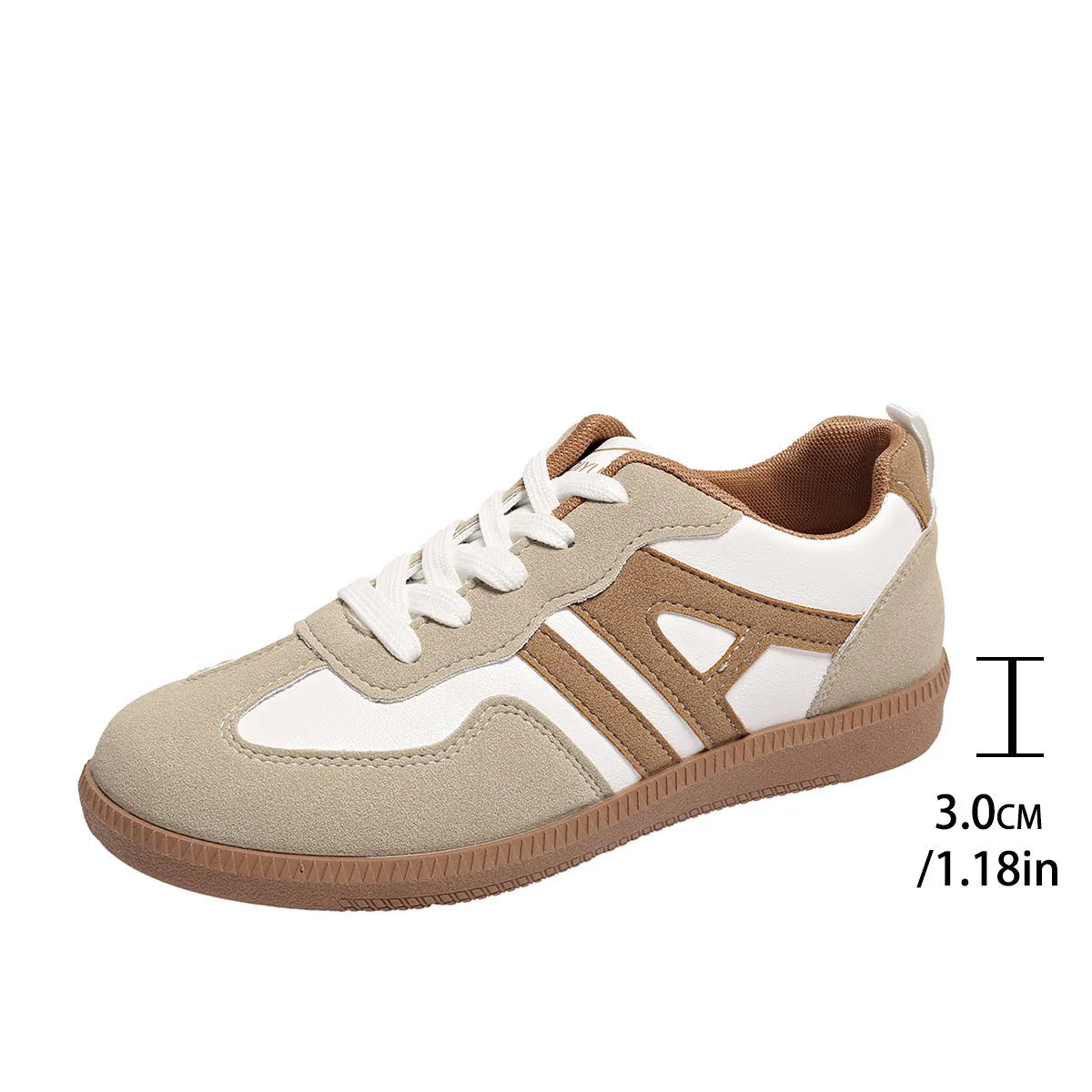 Retro colour-matching lace-up lightweight women's jogging shoes in black, side view showing low top and platform sole