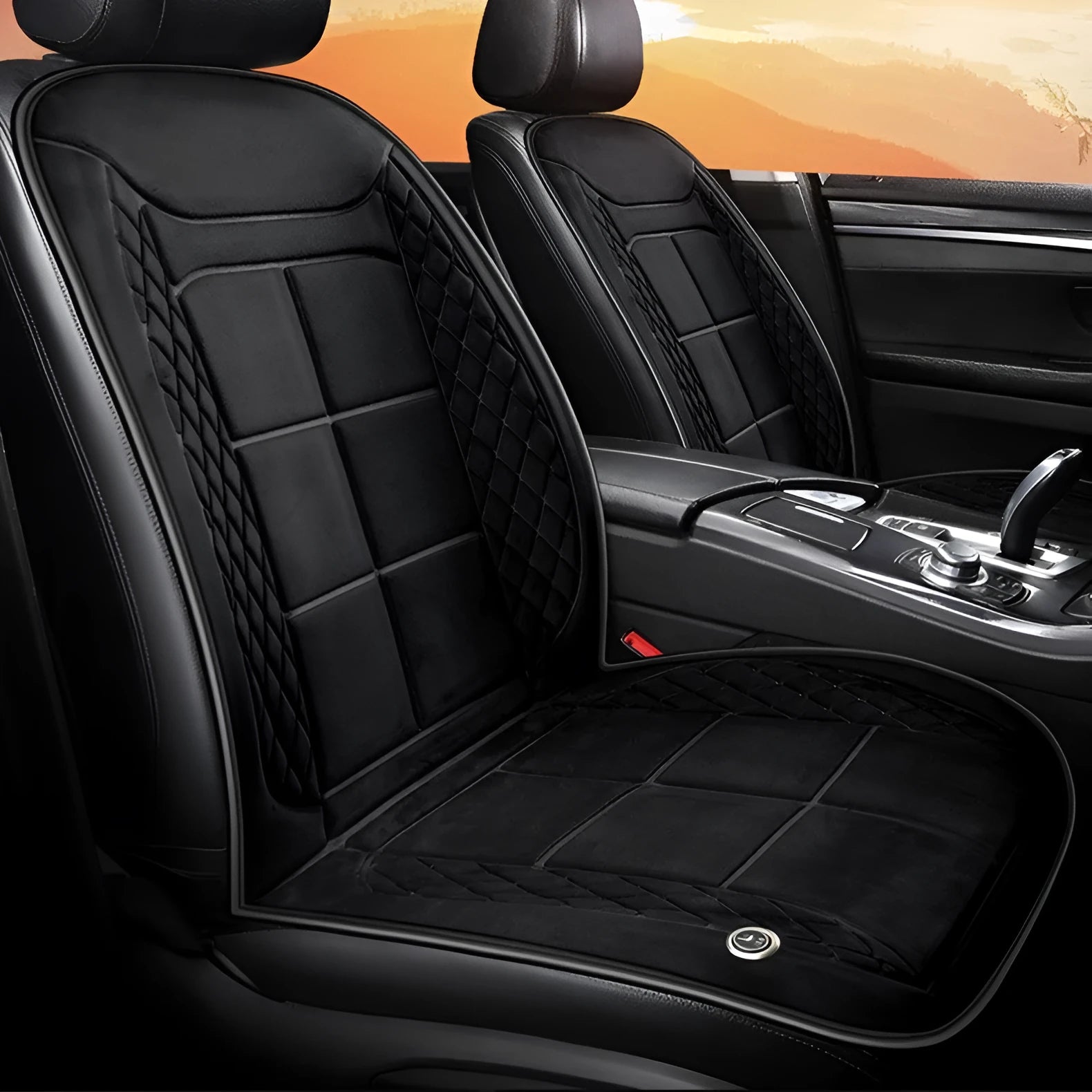 Fashion Simple Auto Heating Cushion in beige with cotton filling for winter car seat warmth