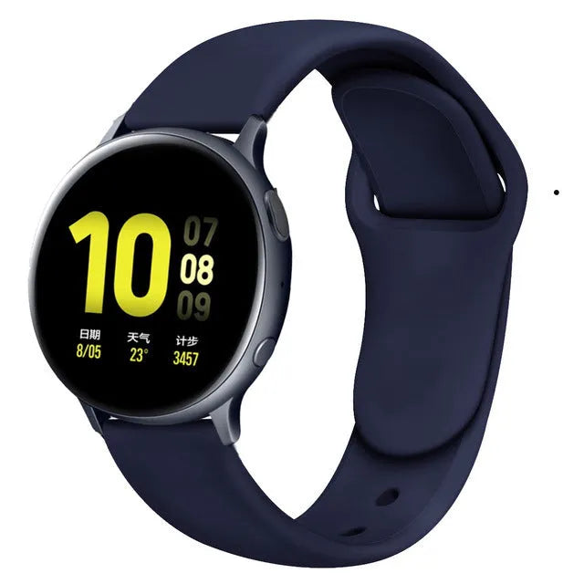 Silicone reverse buckle watch strap for Samsung Galaxy Active 2 in multiple colour options.