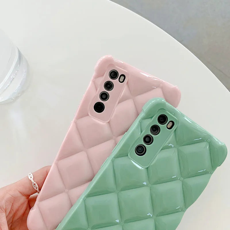 Silicone diamond cell phone case for Huawei, back cover, solid colour black, soft gel material