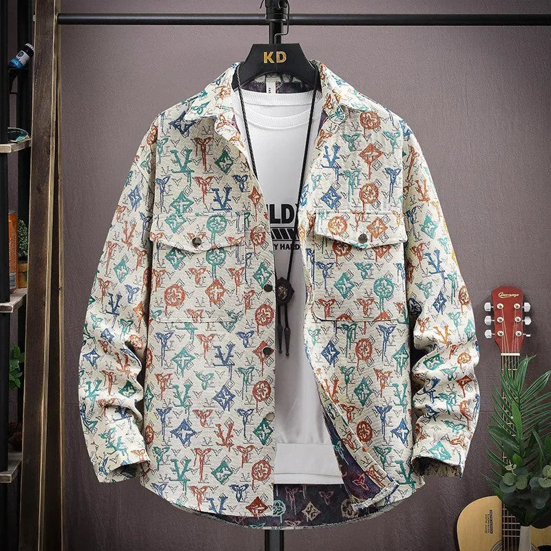 Casual long sleeve lapel shirt coat in a straight hem design, shown in one of its available colours.