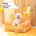 Four Seasons removable washable dog sofa bed in orange striped fabric, size option