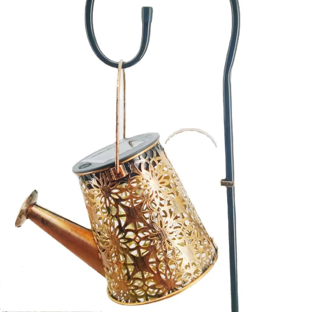 Solar kettle light in butterfly kettle colour, wrought iron, 210x100x140 mm, for outdoor courtyard use