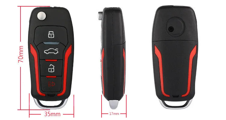 Red and black one-way remote car alarm system with GPS tracking and 3000m range