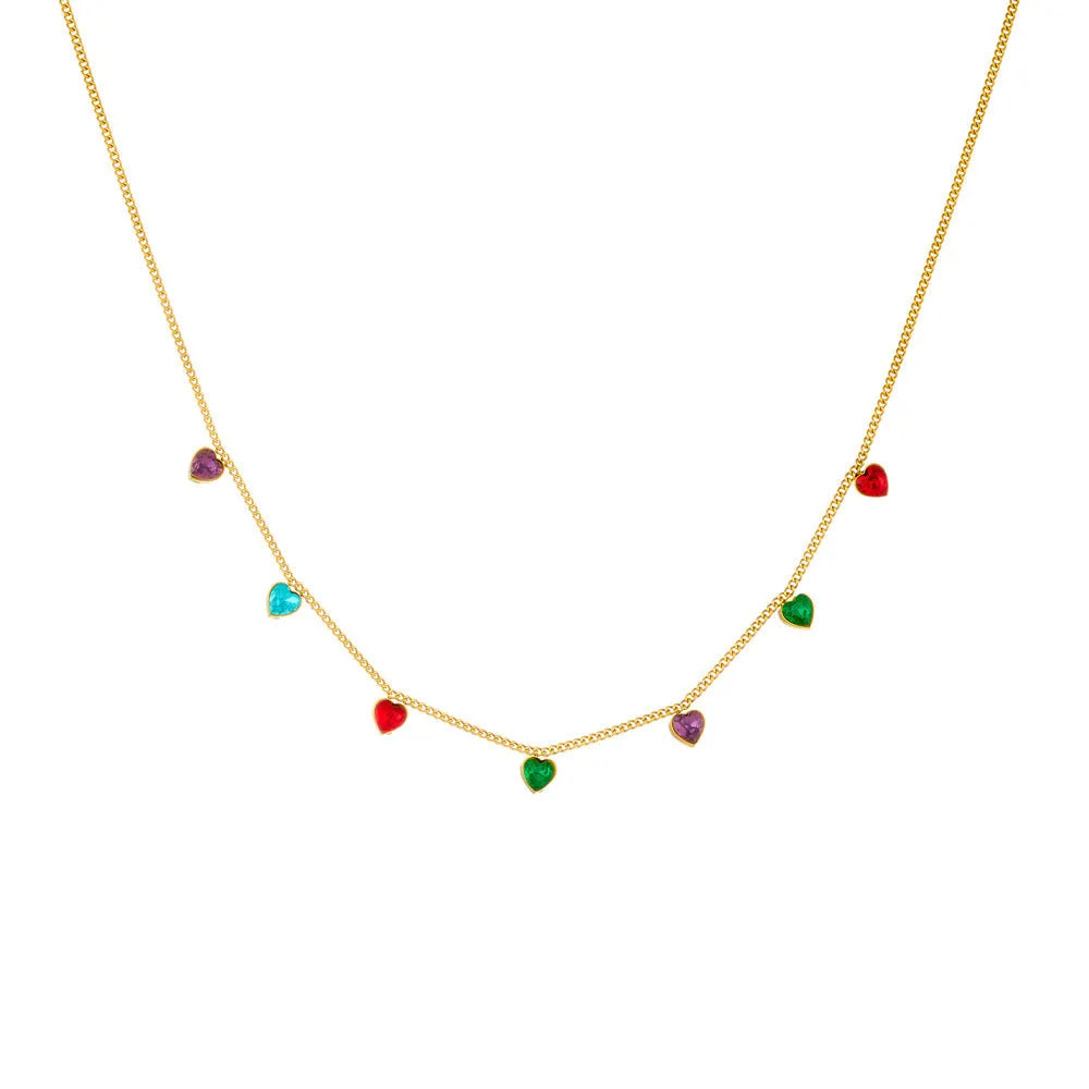 Women's gold-plated stainless steel necklace with heart pendant and adjustable chain