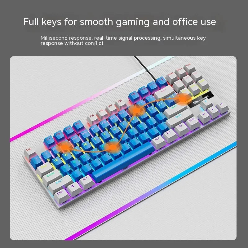 K87 mechanical keyboard with metal construction and choice of green axis or red axis switches