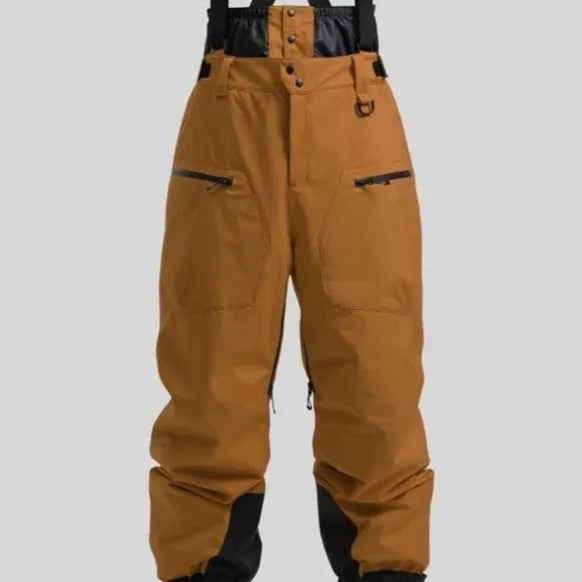 Men's waterproof ski trousers with thickened straps in linen flame-retardant fabric