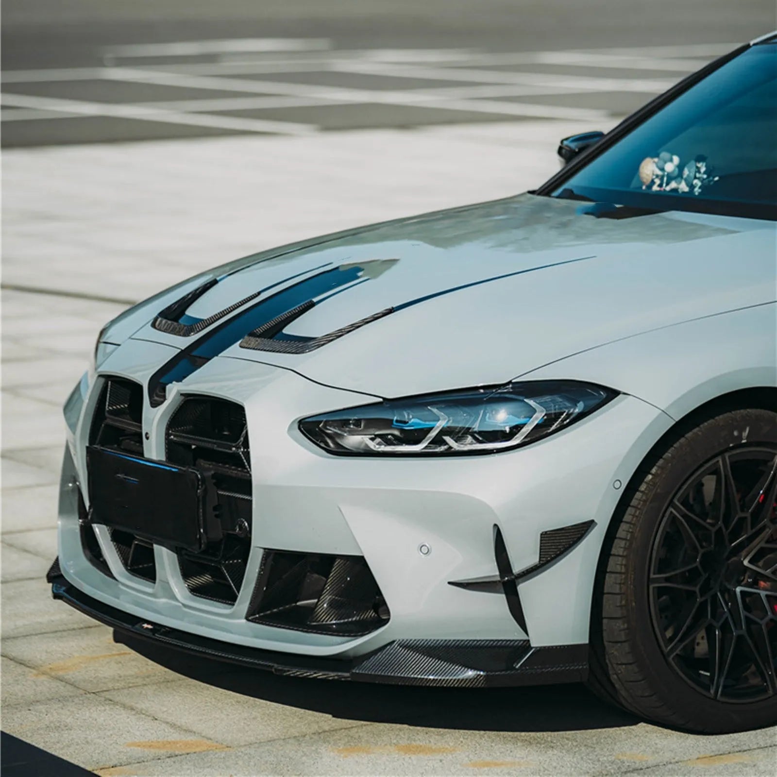 Dry carbon fiber front bumper grille for BMW M3 M4 G80 G82, 3K weave, black