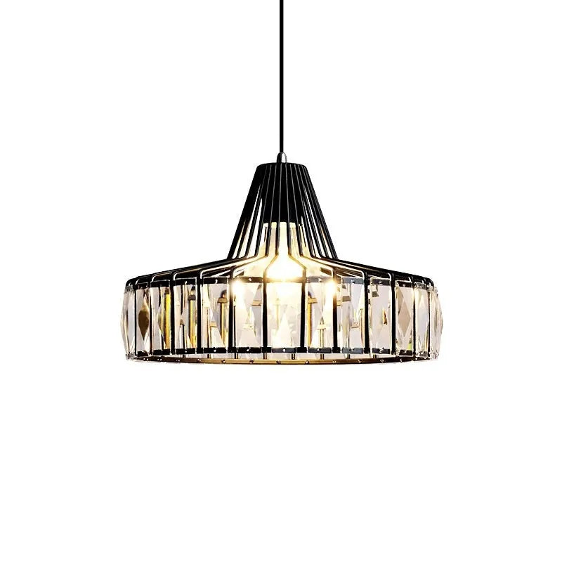 Modern crystal chandelier droplight in black or gold finish with LED colour changing lights
