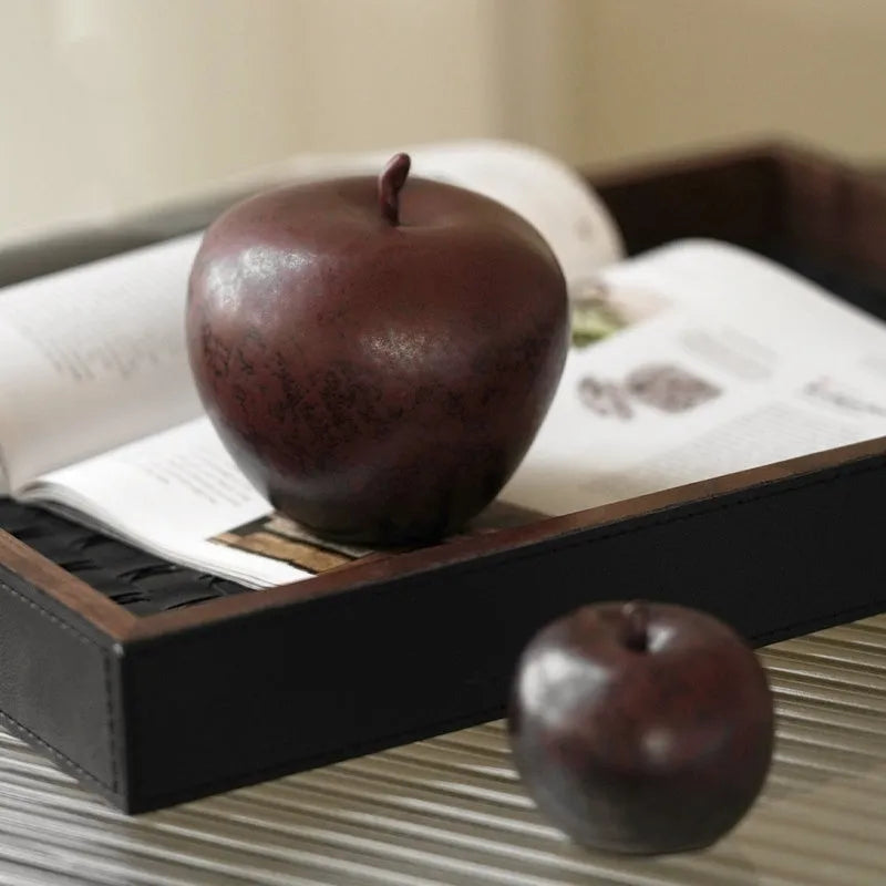 Chinese ceramic apple ornament in retro style for desktop decoration