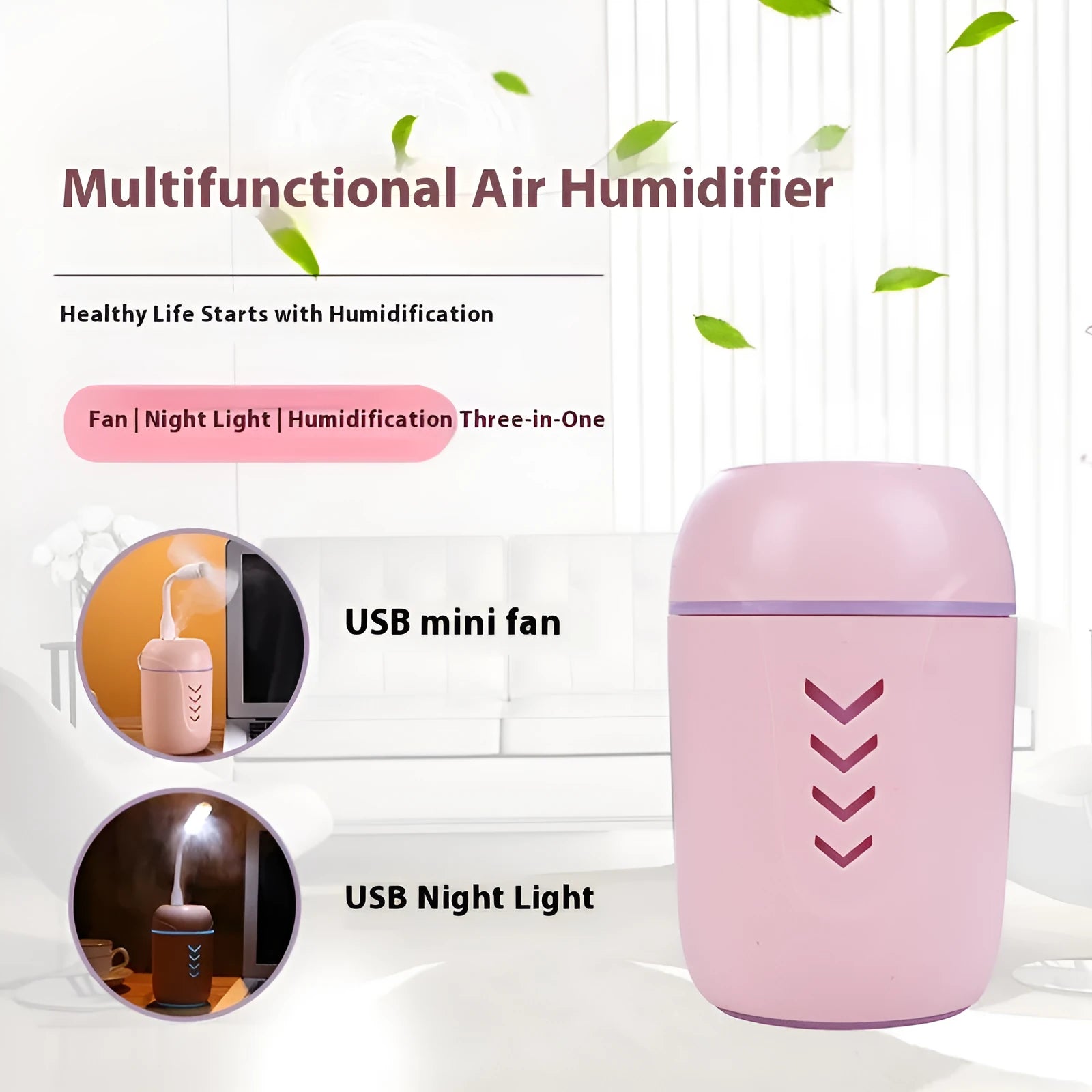 USB air purifier with aromatherapy round shape in blue for desktop car home