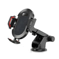 Auto lock car phone holder air outlet mount in black grey with phone inserted, ABS silicone construction
