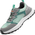 Green low-top anti-smash work shoes with plastic steel toe, mesh upper, and TPU sole
