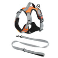 Polyester dog hand holding rope vest chest strap in orange with back panel and handle