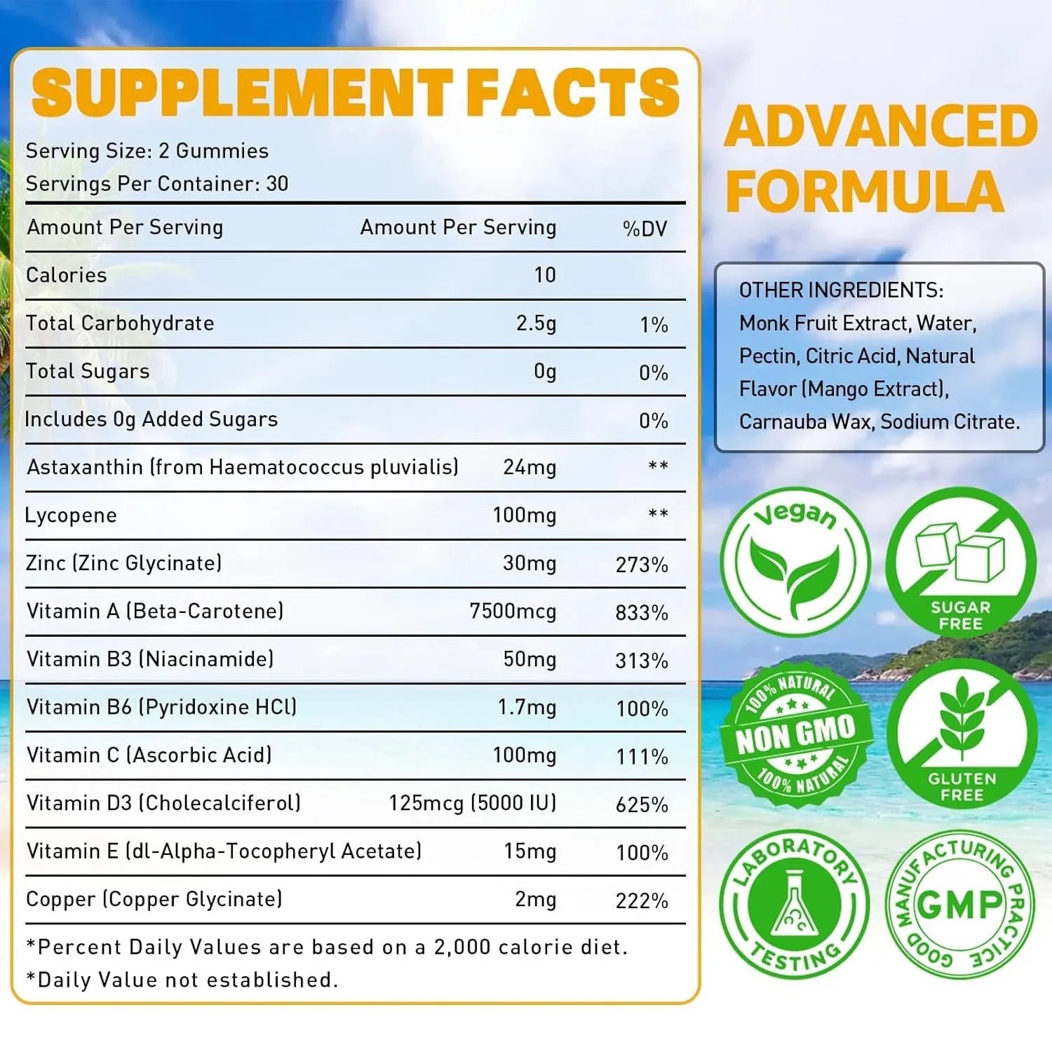 60 pieces of tanning gummy candies in a pack, functional gummy supplement with TUDCA