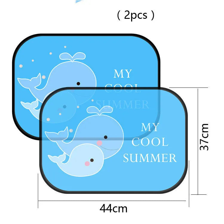 Electrostatic adsorption car side window sunshade in animal-themed pair sizes with nylon mesh material