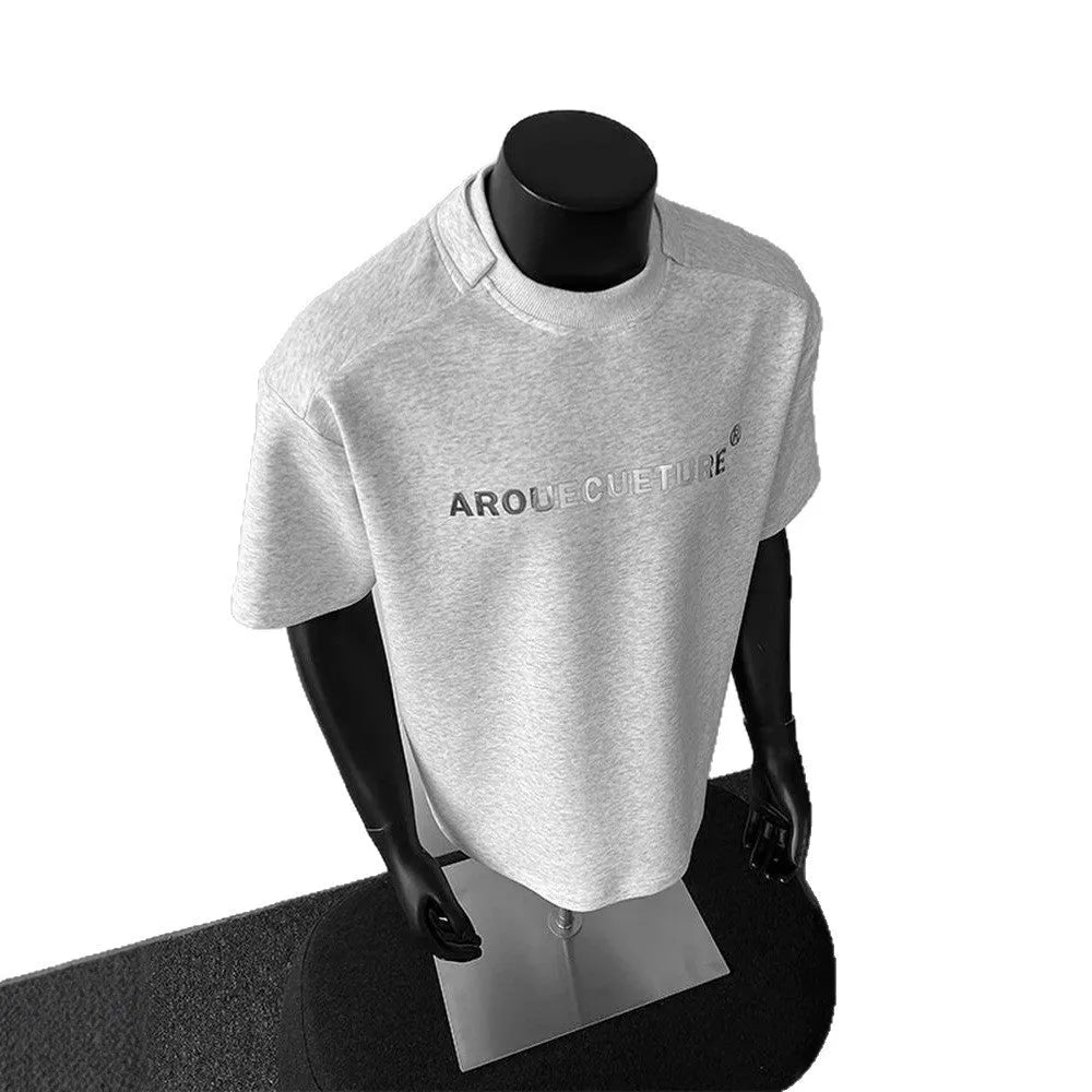 Men's loose fit cotton t-shirt in black with short sleeves and pullover style