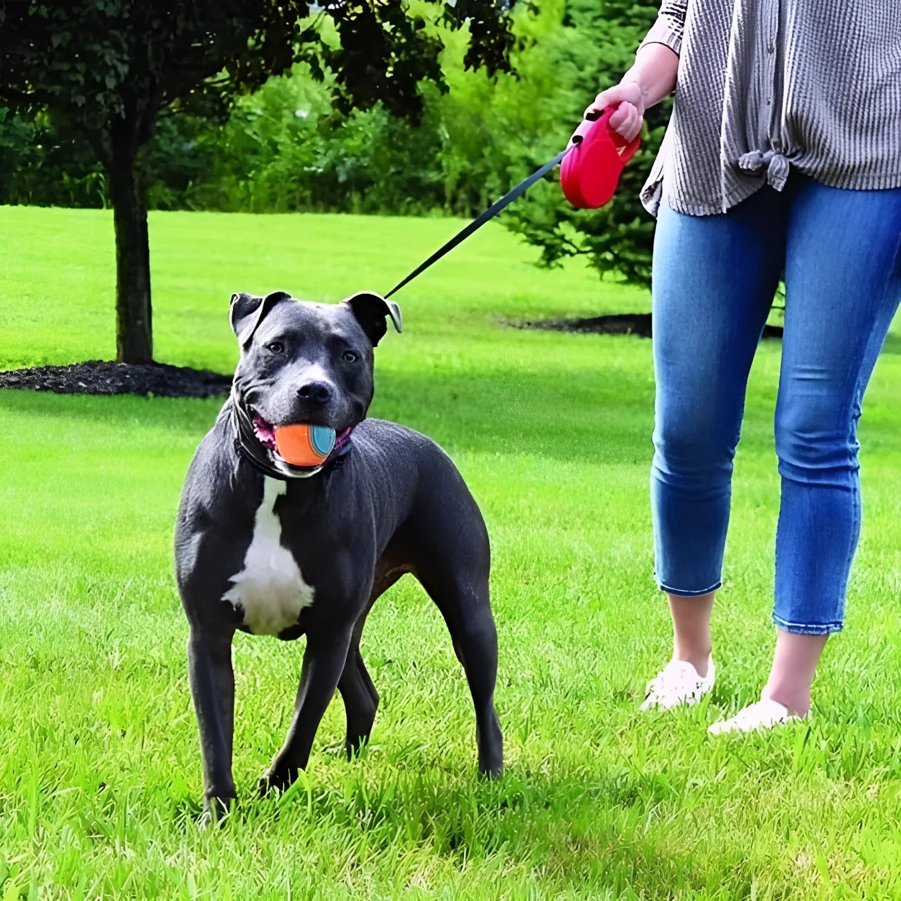 Pet Toy Dog Molar Long Lasting Sounding Training Ball in TPR rubber, 6.5 cm, red blue
