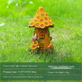 Hand-painted resin solar lamp decoration in tree house shape for outdoor garden lawn