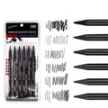 Wood-free graphite art sketching pencils six-piece set with graded hardness options