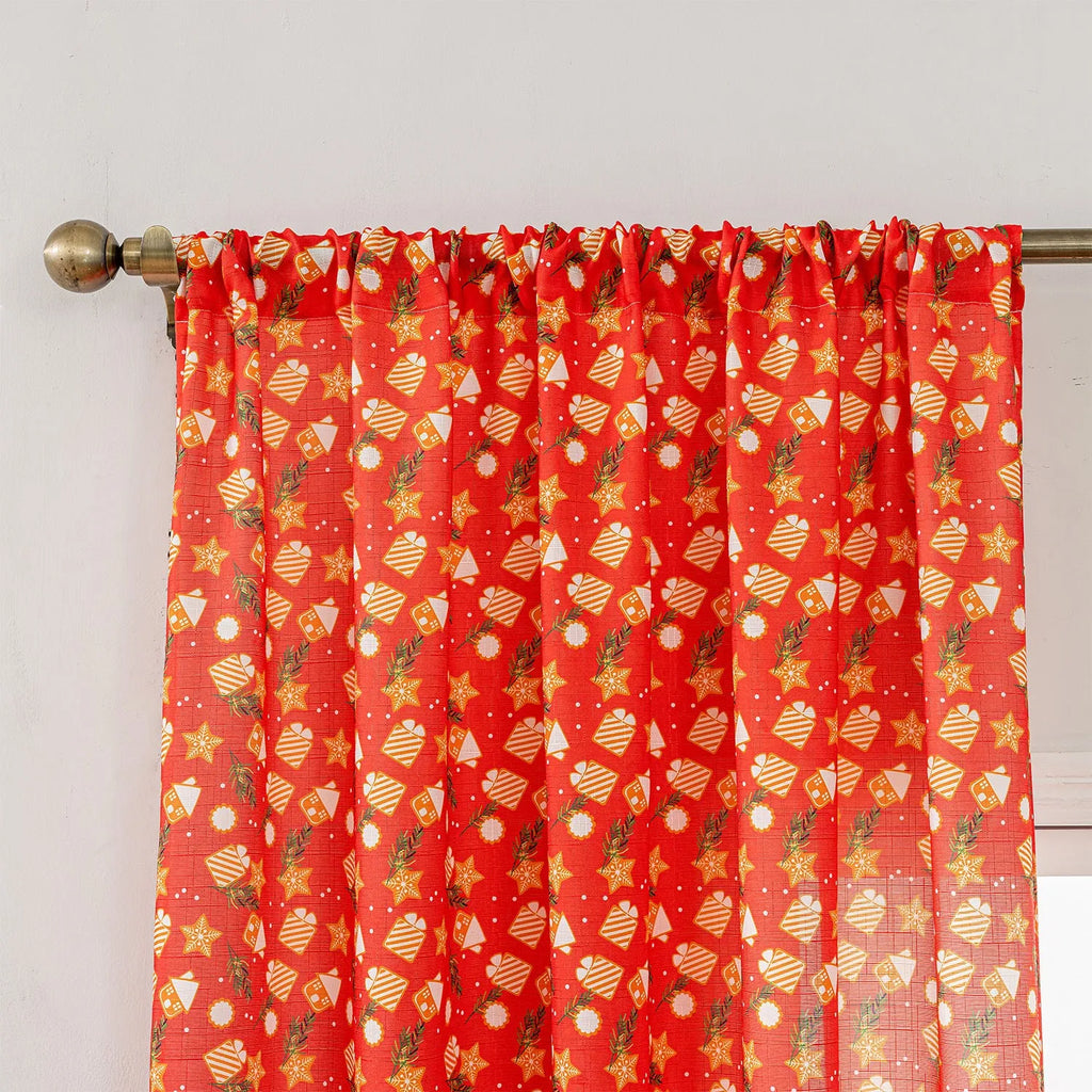 Green Christmas curtain with printed cartoon snowman and angel pattern, American style design