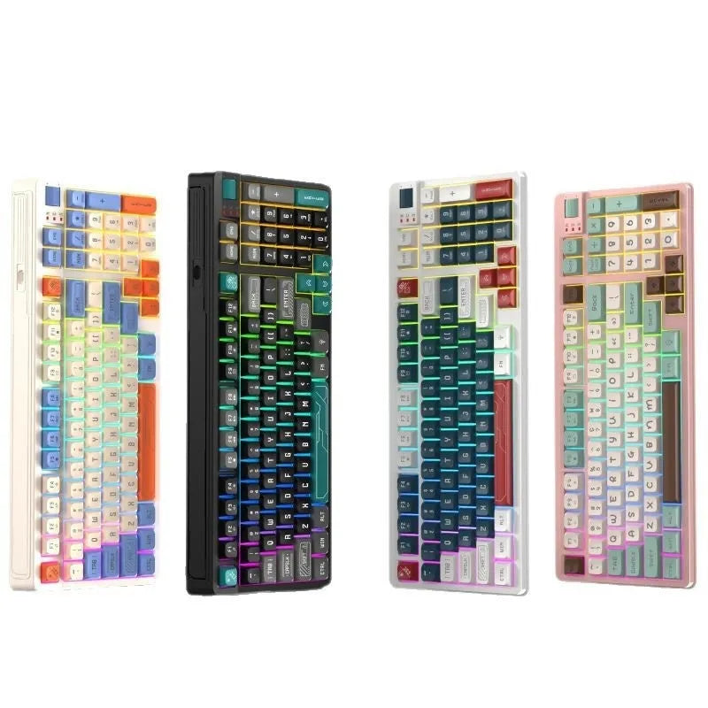 Luminous desktop keyboard with mechanical feel keys showing backlighting, measuring 38.5 cm wide