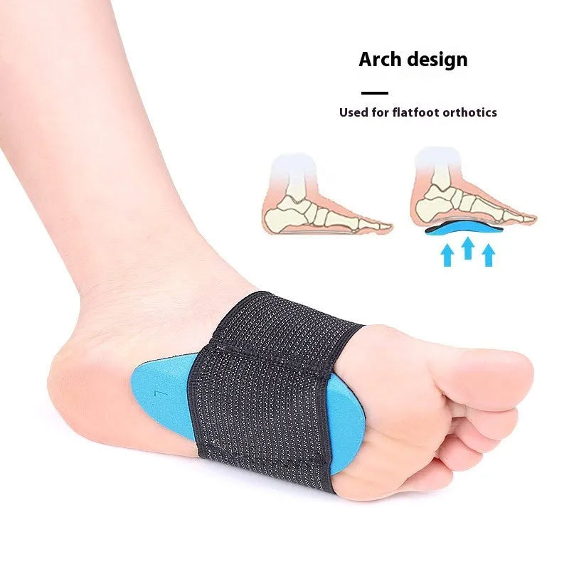 Blue elastic bandage foot pad for flat foot arch support, suitable for adults and children