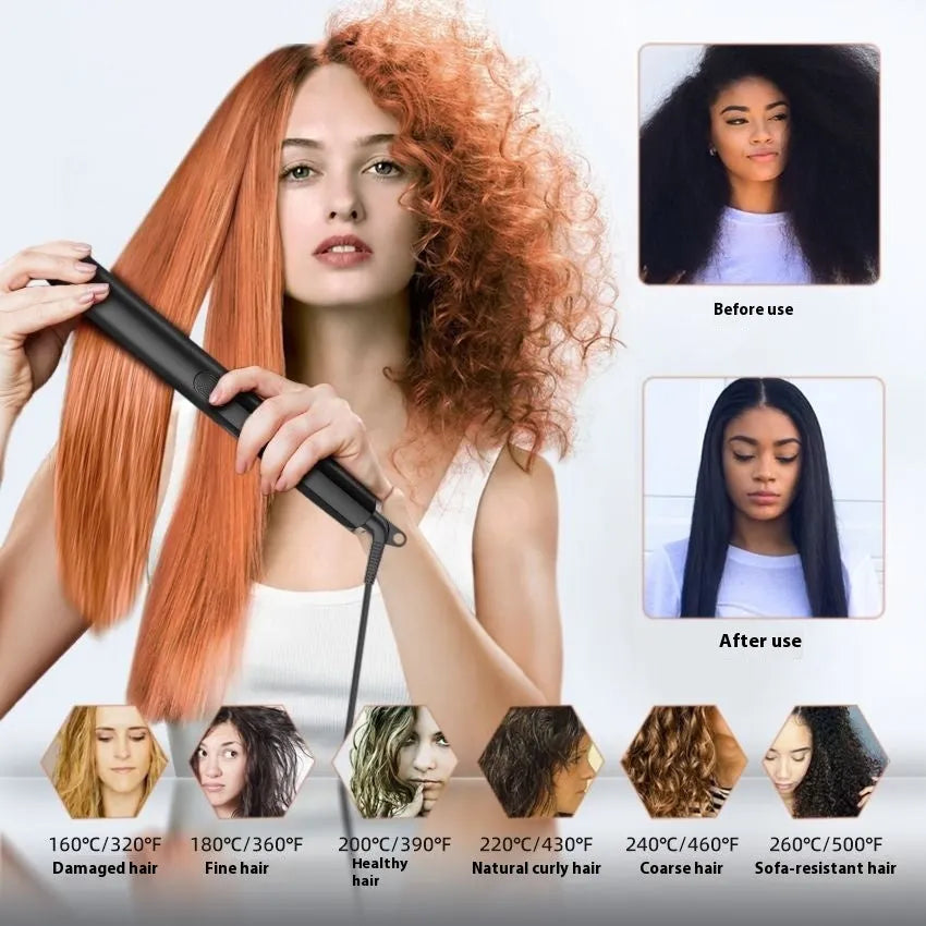 Hair straightener with temperature display and anion technology for hair styling