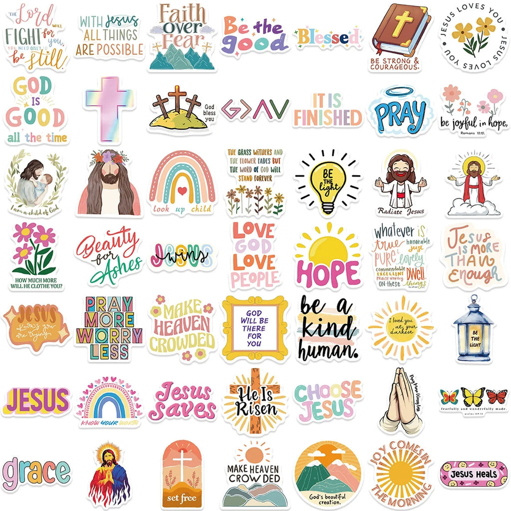 Set of 50 colourful printed graffiti stickers for decoration and personalisation