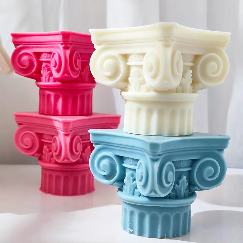 Silicone Roman pillar mould for candles and crafts with irregular column shape