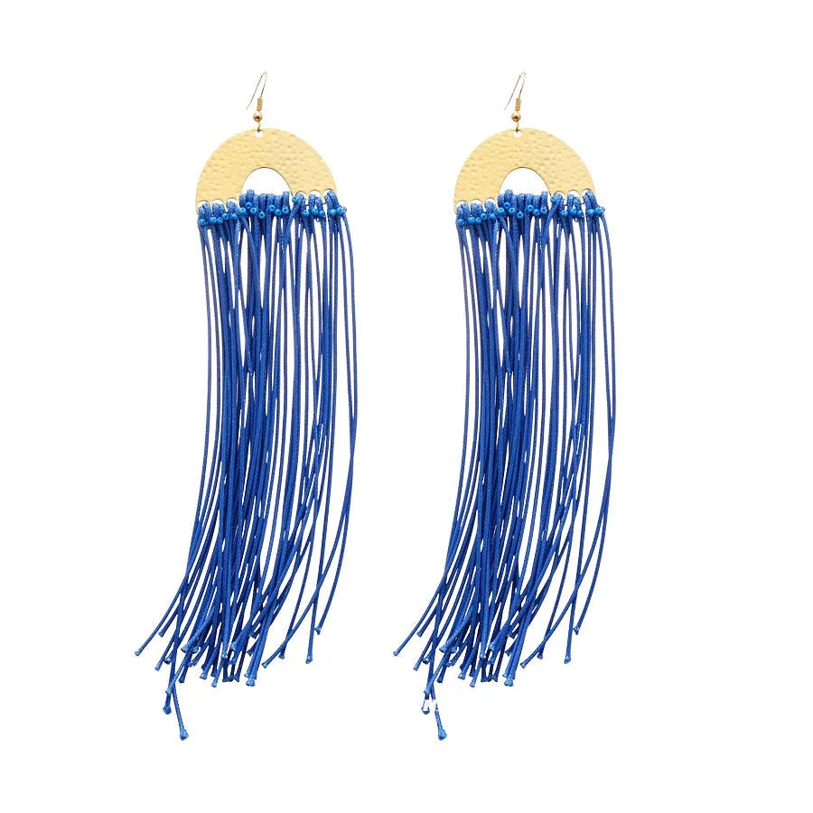Women's geometric cloth earrings with round design elements in 30 Silver Needle-blue resin flower colour