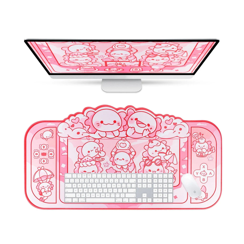 Hexagonal dragon crane machine design large mouse pad measuring 75cm by 40cm with wrist support