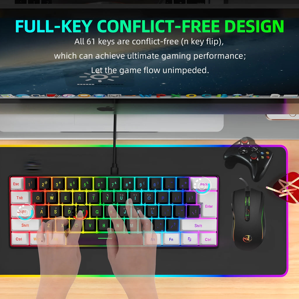 White and black backlit keyboard and mouse combo with 1.5 metre cable