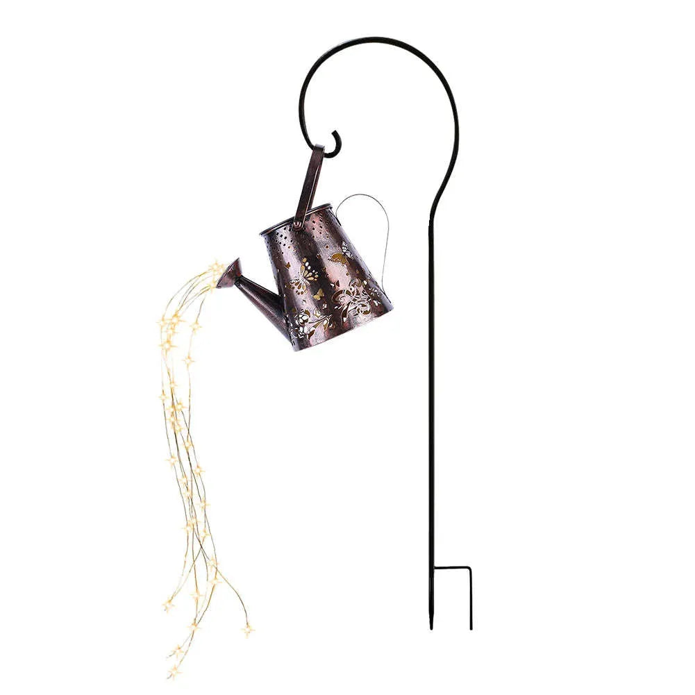 Tapered butterfly pattern solar garden lamp with iron construction and warm white finish