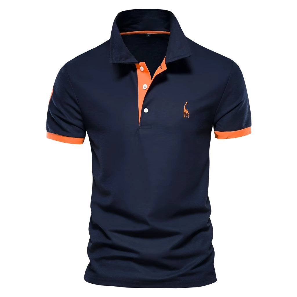 Men's slim fit short sleeve T-shirt with deer embroidery design in cotton blend fabric