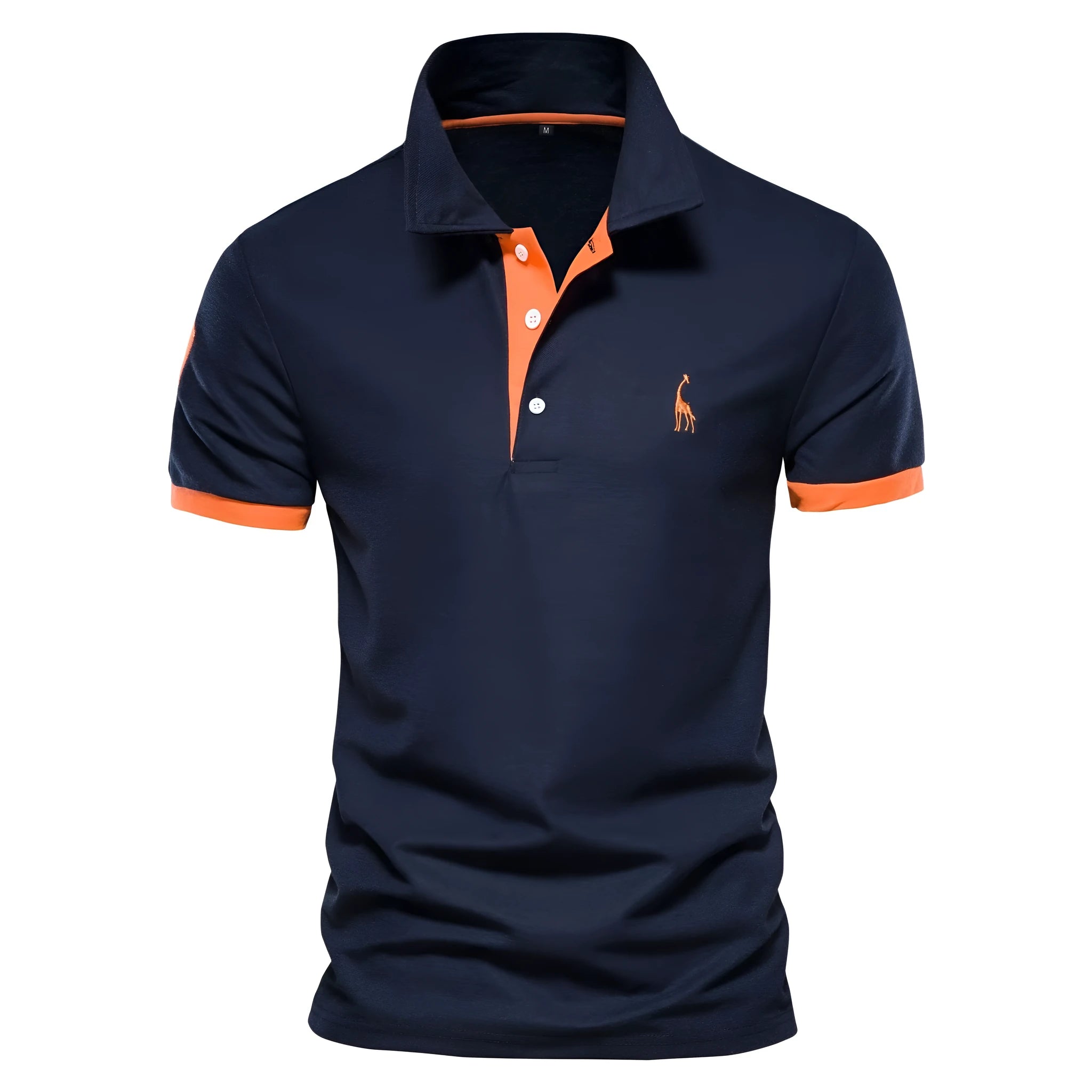 Men's slim fit short sleeve T-shirt with deer embroidery design in cotton blend fabric