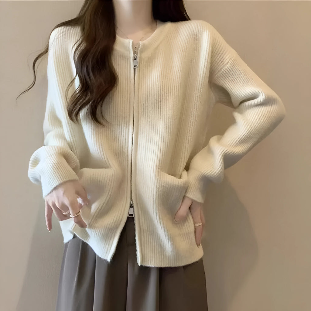 Soft wind sweater coat cardigan in viscose fibre fabric beige grey black khaki colours